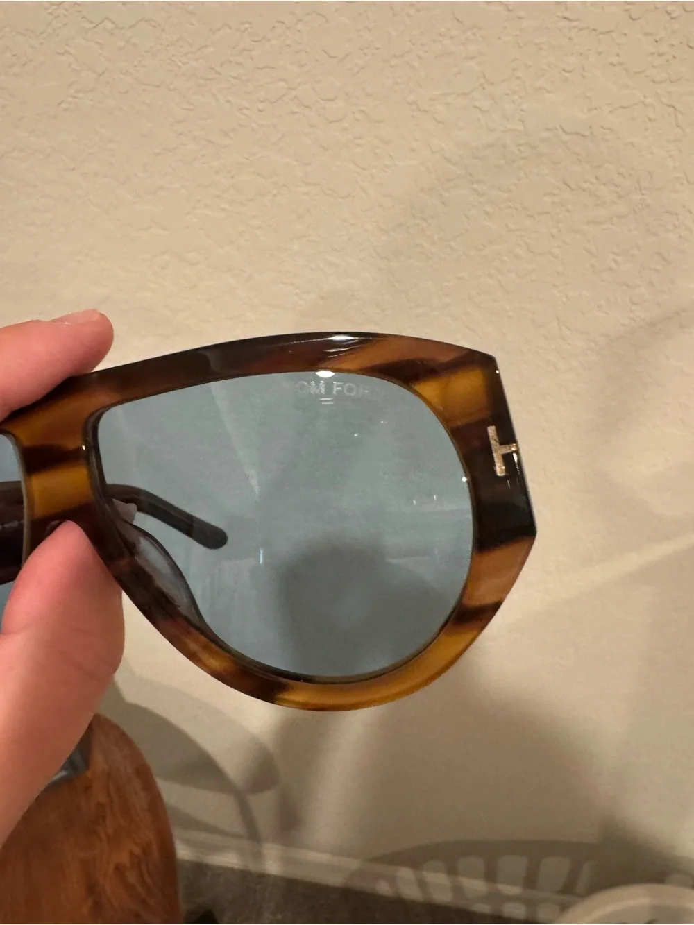 Tom Ford Bronson Tortoiseshell Sunglasses with blue lens